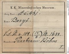 Etiketten zu Baryt (NHMW-MIN-Ac461)